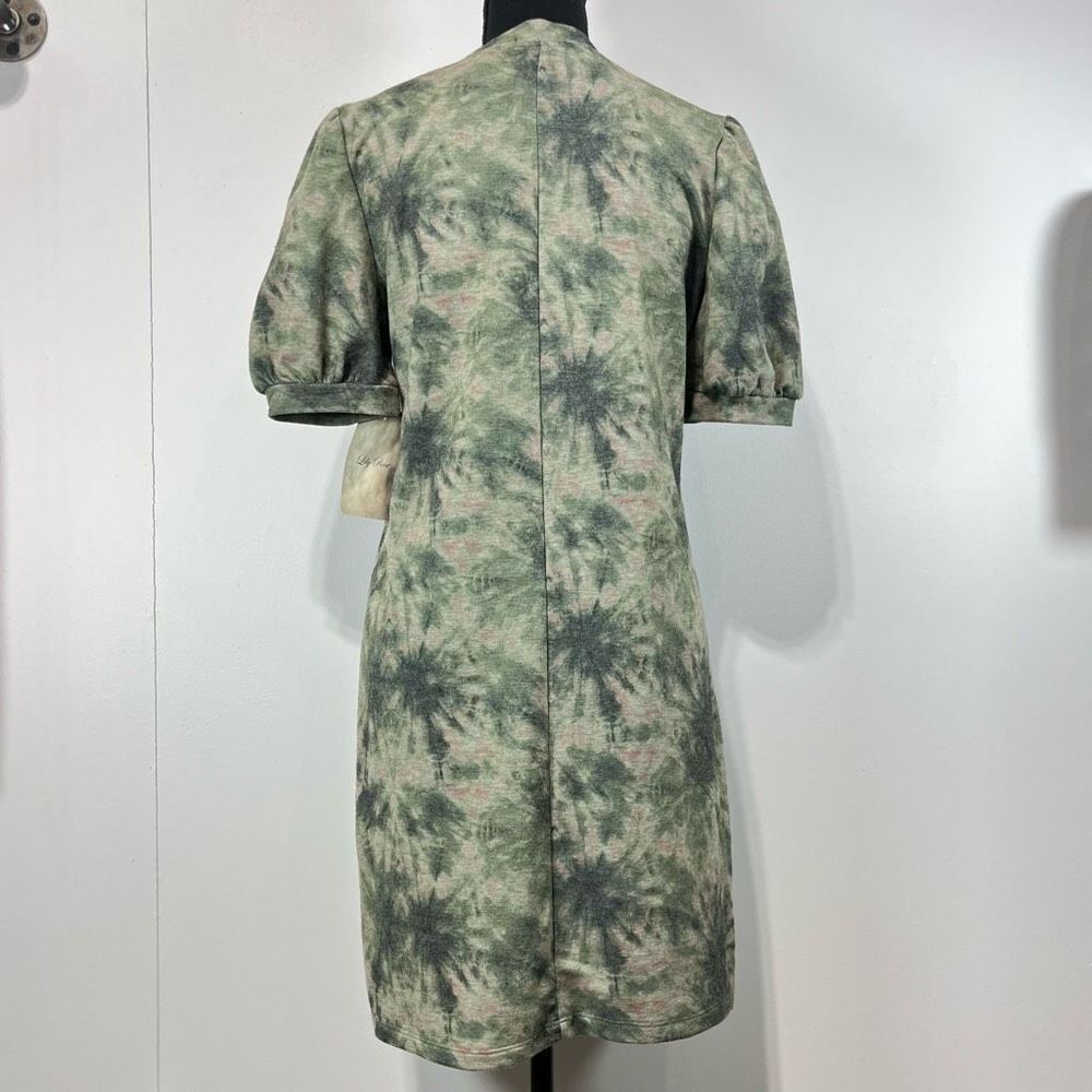 New Lily Rose Tie-Dye Mini to Knee Length Shirt Dress Sz L Women’s Green w Pink - Picture 4 of 9